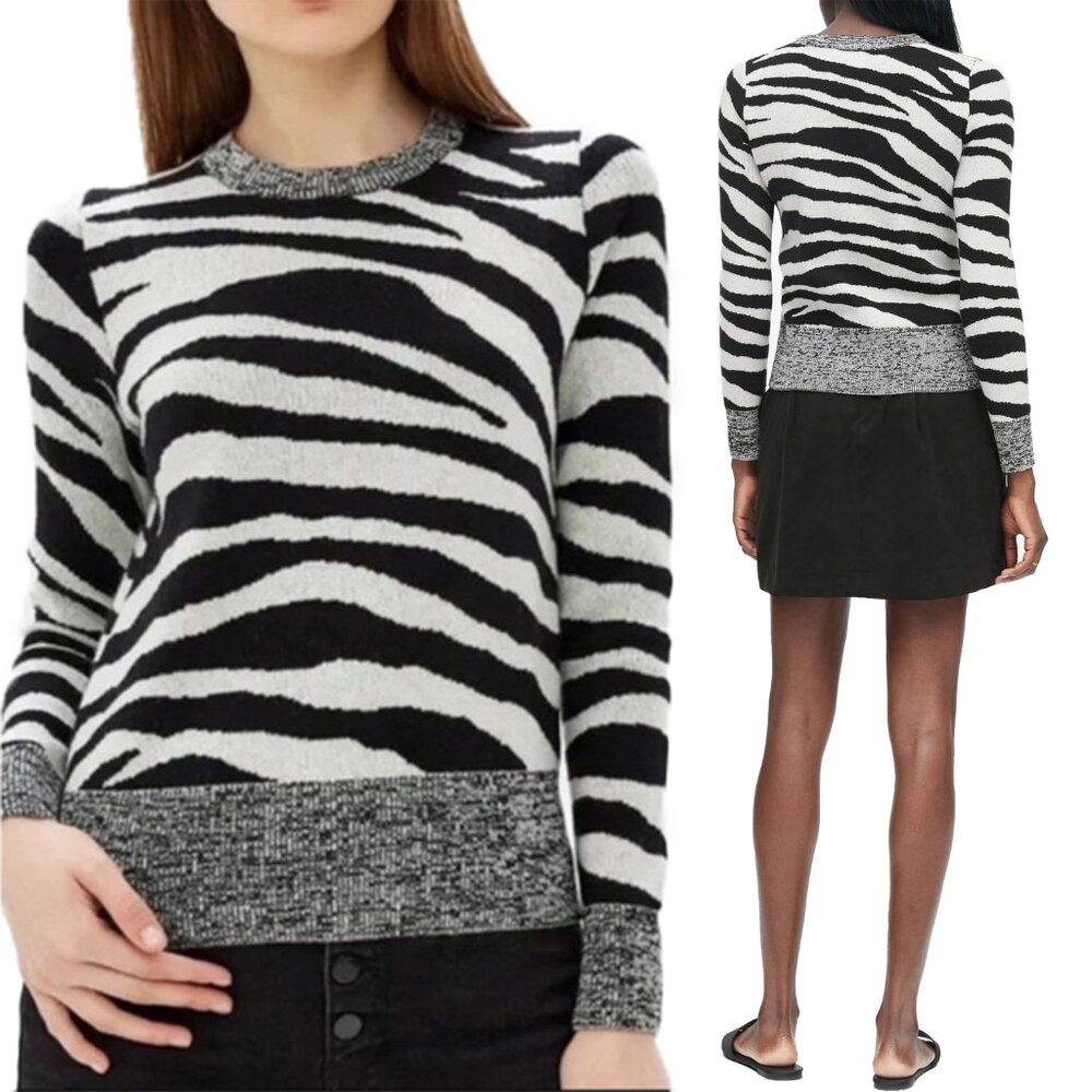 Banana Republic Womens Size S Zebra Print Merino Wool Blend Sweater